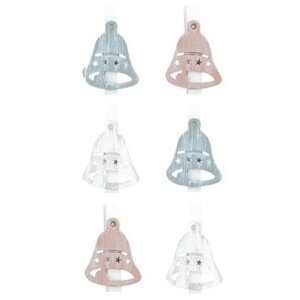 Zvonček drevený na štipci 3,5 cm, 6 ks