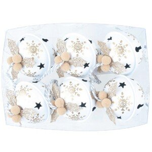 Anděl Přerov Rolničky biele so zlatou potlačou 5 cm, 6 ks