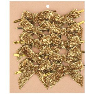 Mašľa zlatá trblietavá 8 cm, 12 ks