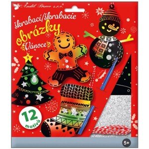Súprava škrabacích obrázkov s príslušenstvom 19 x 22 cm, 3x 4 motívy Vianoce