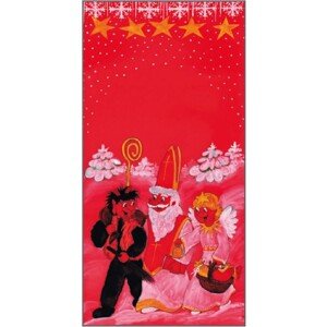 Anděl Přerov Igelitové vrecko s mikulášskym motívom červené 35 x 70 cm, 1 ks