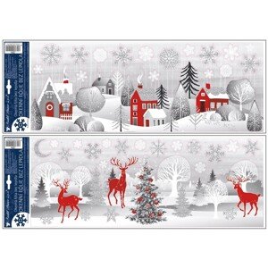 Okenné fólie, domčeky a les s glitrom, rôzne druhy, 1 ks, 21 x 59,5 cm