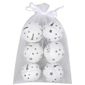 Roľničky kovové, biela, 5 cm, 6 ks