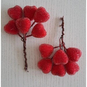 EverGreen Vianočná zapichovacia dekorácia srdiečka červené pr. 2 cm, 12 ks