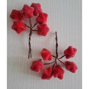 EverGreen Vianočná zapichovacia dekorácia hviezdičky červené pr. 2,5 cm, 12 ks