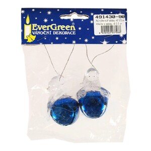 EverGreen Vianočná závesná dekorácia rolnička so Santom modrá pr. 3,5x7 cm, 2ks