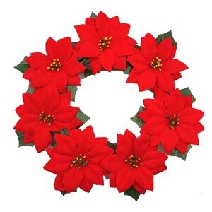 EverGreen Vianočná dekorácia veniec z vianočných hviezd 7 kvetov, pr. 30 cm, 1ks