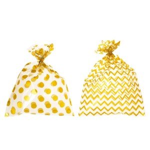 EverGreen Vrecko ozdobné rôzne druhy transparentné/zlaté 25 x 35 cm, 10 ks