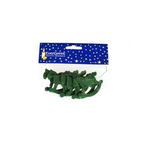 EverGreen Vianočná ozdoba plstený koník, zelená, 6 ks, výška 5 cm