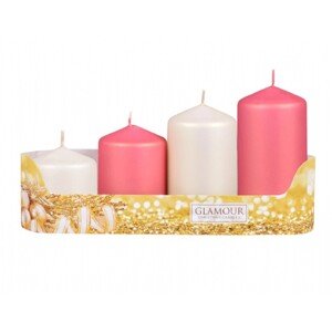 Sviečky adventné STUPŇOVITÝ MIX metal mat ružová/béžová, pr. 5 x 6/7,5/9/10,5 cm