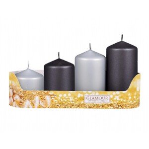 Sviečky adventné STUPŇOVITÝ MIX metal mat sivá/antracit, pr. 5 x 6/7,5/9/10,5 cm