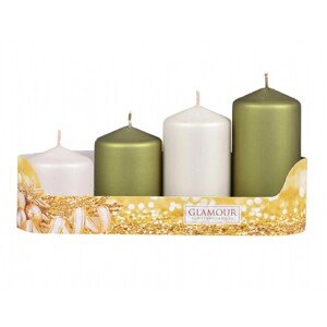 Sviečky adventné STUPŇOVITÝ MIX metal mat olivová/béžová, pr. 5 x 6/7,5/9/10,5cm