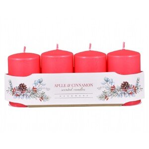 Sviečky adventné VALEC vonná matná koralovo červená, pr. 6 x 10 cm, 4 ks