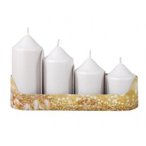 Nohel Garden Sviečky adventné STUPŇOVITÉ matné biela, pr. 5 x 7/8/10/12 cm, 4 ks