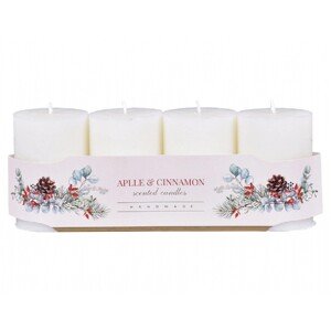 Sviečky adventné VALEC rustikálna vonná matná biela, pr. 6 x 10 cm, 4 ks