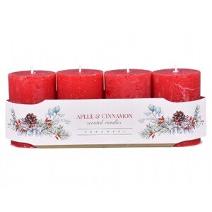 Sviečka adventná VALEC rustikálna vonná matná korál.červená, pr. 6 x 10 cm, 4 ks