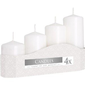 Adventné sviečky stupňovité matné biele 5 x 7/9/11/13 cm, 4ks