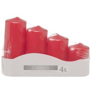 Adventné sviečky stupňovité matné červené 5 x 7/9/11/13 cm, 4ks