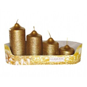 Sviečky adventné STUPŇOVITÉ TAURUS zlatá, pr. 4,5 x 5,7,9,11 cm, 4 ks