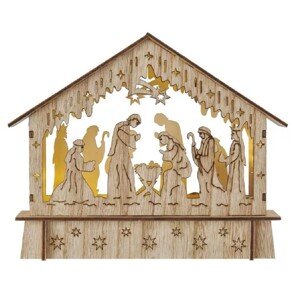 Anděl Přerov LED betlehem 6 x LED teplá biela, IP20, drevený, 18,5x15x5 cm, 1ks