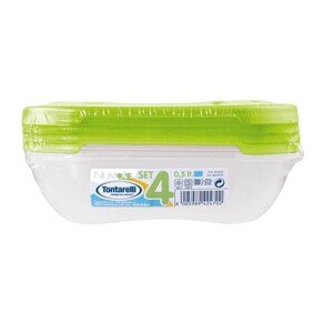 Tontarelli Dóza na potraviny NUVOLA Rectangular Set limetková zelená 4x0,5 l