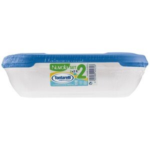 Tontarelli Dóza na potraviny NUVOLA Rectangular Set oceánová modrá 2x2 l