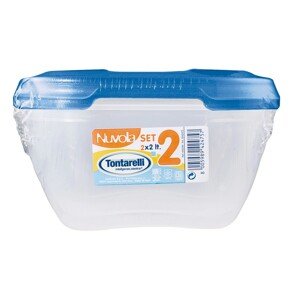 Tontarelli Dóza na potraviny NUVOLA Square Set oceánová modrá 2x2 l