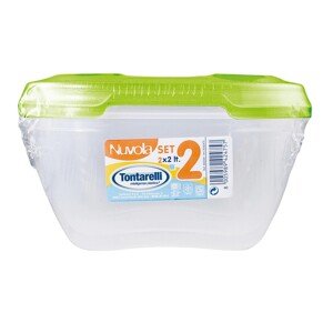 Tontarelli Dóza na potraviny NUVOLA Square Set limetková zelená 2x2 l