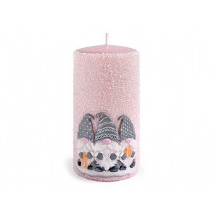 Artman Candles Vianočná sviečka ŠKRIATKOVIA valec ružová pr. 7 x 14 cm