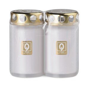 Lisovaná cintorínska sviečka s plechovým viečkom, biela 275 g