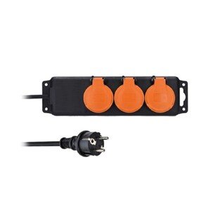 Solight Predlžovací prívod IP44, 3 zásuvky, 3x1,5mm2, čierna, 10 m