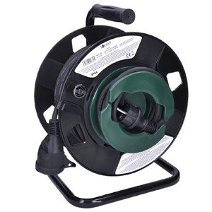 Solight Predlžovací prívod na bubne IP44, 1 zásuvka, 3x1,5mm2, čierna, 25 m