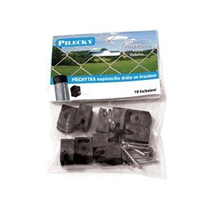 PILECKÝ Príchytka napínacieho drôtu so skrutkou, čierna, 10 ks