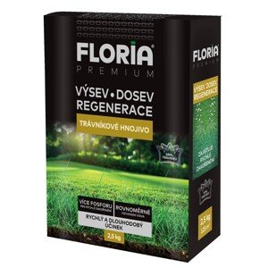 FLORIA PREMIUM Trávnikové hnojivo VÝSEV - DOSIEV - REGENERÁCIA 2,5 kg