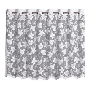 Sehlbach Vitrážová záclona so skrytými pútkami, kvety, biela, 140 x 80 cm
