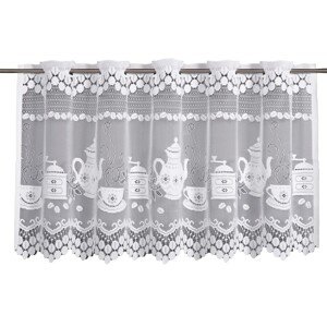 Sehlbach Vitrážová záclona so skrytými pútkami, čas kávy, biela, 140 x 60 cm