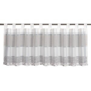 Sehlbach Vitrážová záclona s pútkami, žakárové pruhy, taupe, 140 x 45 cm