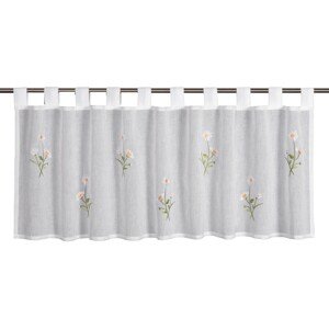 Sehlbach Vitrážová záclona s pútkami, sedmokrásky, biela, 140 x 48 cm