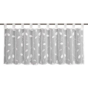 Sehlbach Vitrážová záclona s pútkami, listy, biela, 135 x 45 cm