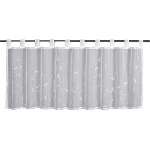 Sehlbach Vitrážová záclona s pútkami, výšivka liana, biela, 135 x 45 cm