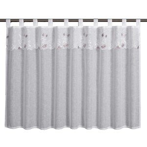 Sehlbach Vitrážová záclona s pútkami, výšivka ruža, biela, 135 x 75 cm