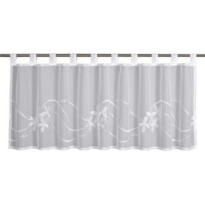 Sehlbach Vitrážová záclona s pútkami, Flower Wave, biela, 135 x 45 cm