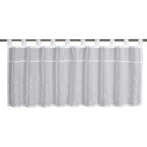 Sehlbach Vitrážová záclona s pútkami, vyšívané vetvy, biela, 135 x 45 cm