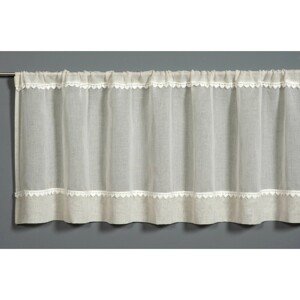 Sehlbach Vitrážová záclona so skrytými pútkami, srdce, prírodná, 135 x 48 cm