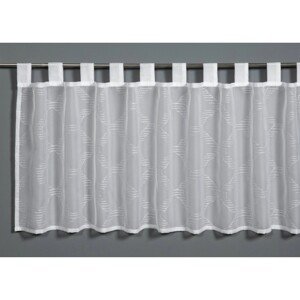 Sehlbach Vitrážová záclona s pútkami, výšivka kockovaná, bielo-sivá, 140 x 48 cm