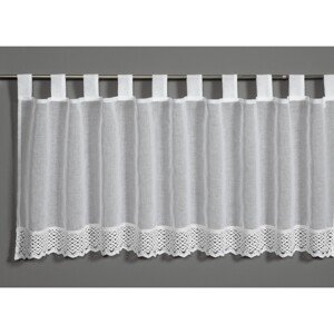 Sehlbach Vitrážová záclona s pútkami, háčkovaná čipka, biela, 140 x 48 cm