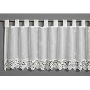 Sehlbach Vitrážová záclona s pútkami s kvetinovou výšivkou, prírodná, 135 x 48cm