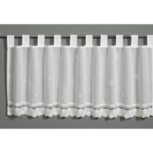 Sehlbach Vitrážová záclona s pútkami, s kvetinovou výšivkou prírodná 135 x 48 cm