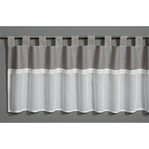 Sehlbach Vitrážová záclona s pútkami, s čipkou, striebornosivá 135 x 45 cm