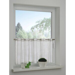 Bennetti Vitrážová záclona s otvormi, tkané pruhy, striebornosivá 140 x 45 cm
